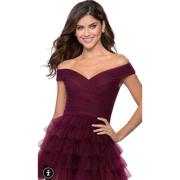 LA FEMME PROM 28804 Ruffled Formal Dress in Dark Berry NWT Size 4 - Picture 3 of 10